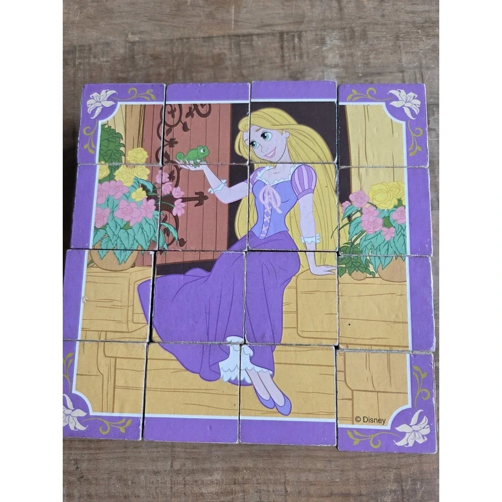 Melissa & Doug Disney Princess Wooden Cube Puzzle NO Storage Tray 16 Pieces
